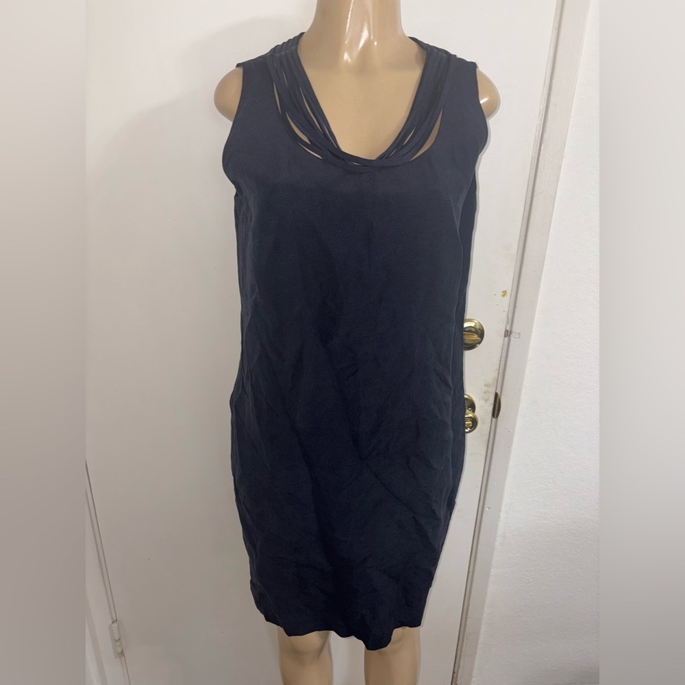 L.K. Bennett London Blue Linen Silk Lined Pencil Dress Size 6